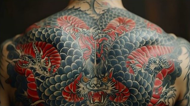 dragon upper back tattoo